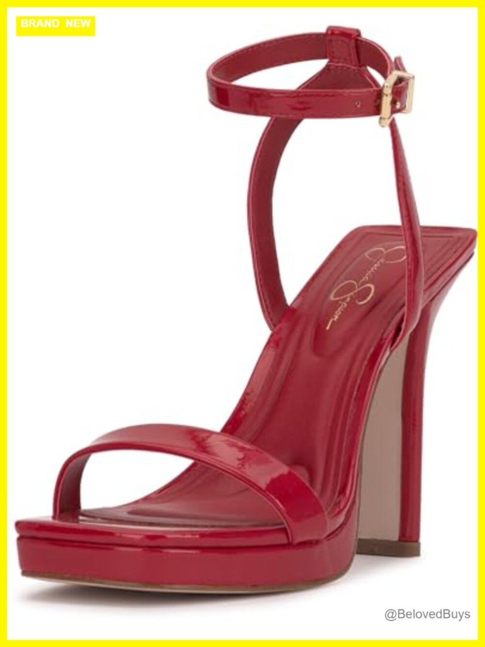 Jessica Simpson Adonia Faux Leather Platform Heeled Sandals Buckle Ankle Strap